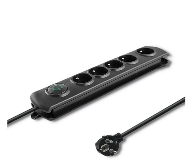 Qoltec Listwa antyprzepięciowa - 5 gniazd, 3m, czarna - 574383 - zdjęcie